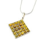 Twenty Five Small Square Cut Baltic Amber Pendant in Diamond Shape with Sterling Silver Strand - 99