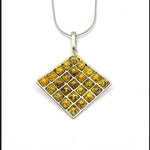 Twenty Five Small Square Cut Baltic Amber Pendant in Diamond Shape with Sterling Silver Strand - 99