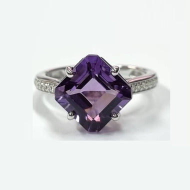 Amethyst & White Zircon Ring