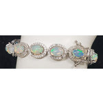 Ethiopian Opal White Zircon 7.5 Inch Bracelet 10.45cts