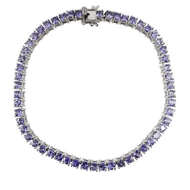 Tanzanite In Sterling Silver Rhodium Plated Bracelet