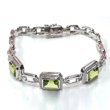 Peridot With White Sapphire Bracelet 8.28cts 786-AAI