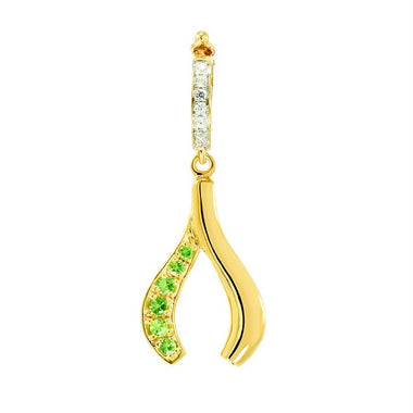 Yellow Gold Tsavorite With White Zircon Charm Pendant