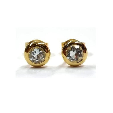 Yellow Gold Plate Aquamarine Stud Earring