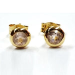 Yellow Gold Plate Rose Quartz Stud Earring