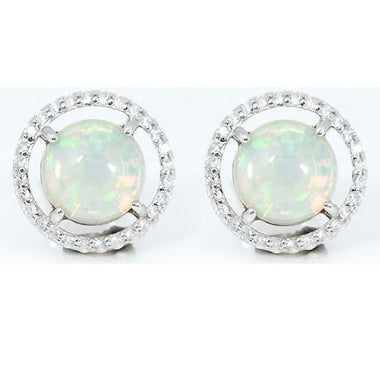 Ethiopian Opal With White Zircon Earring