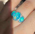 Blue Opal & Blue Diamond Ring