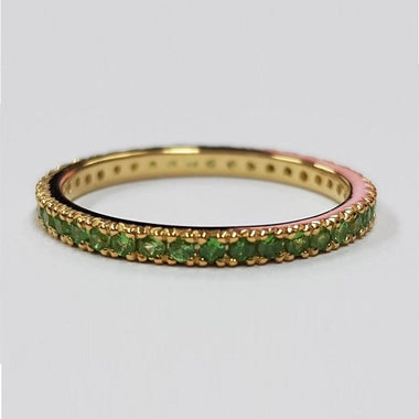 Yellow Gold Plate Tsavorite Eternity Band Ring 199-CBK