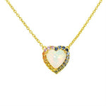 Yellow Gold Plate Ethiopian Opal with Multi Sapphire Pendant