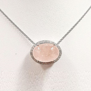 Morganite with 0.25cts White Diamond Pendant