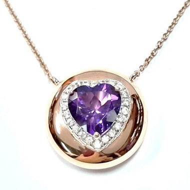 Rose Gold Plate Amethyst White Zircon Pendant