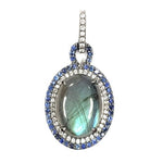 Labradorite Blue Sapphire With White Zircon Pendant  (10.23cts) 499-CAO