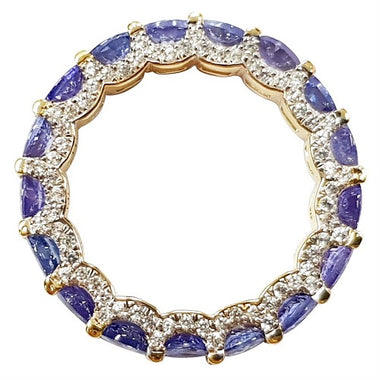 Yellow Gold Plate Tanzanite With White Zircon Eternity Ring