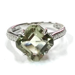 Green Amy & White Zircon Ring