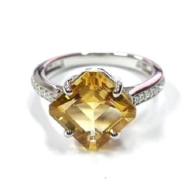 Citrine with White Zircon Ring