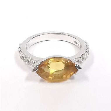 Citrine with White Zircon Ring