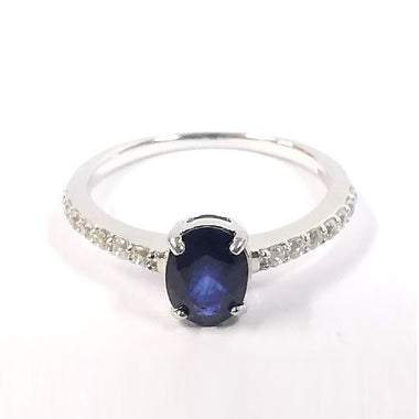 Blue Sapphire Diffused & White Zircon Ring 380-AAZ