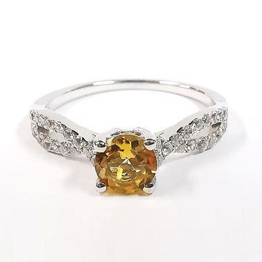 Citrine with White Zircon Ring