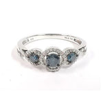 Blue and White Diamond Ring 385-BAS