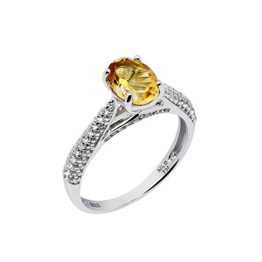 Citrine With Topaz White Ring