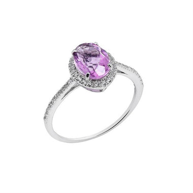 Fluorite Pink with White Topaz Ring