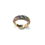 Yellow Gold Plate with Multi Gemstone Blue, Yellow, Orange, Green, Red with Zircon Ring 684-BAF