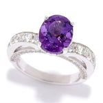 Amethyst With White Zircon Ring