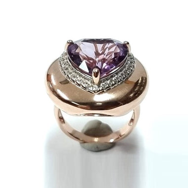 Rose Gold Plate Amethyst White Zircon Ring