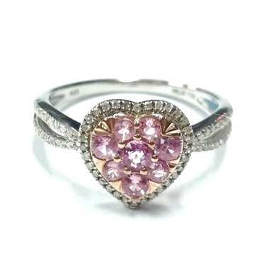 Stone Pink Sapphire With White Diamond Ring