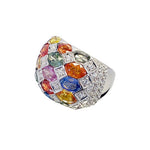 Multi Sapphire Blue, Yellow, Orange, Green, Red with Zircon Ring 8cts