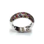 Multi Sapphire in Rhodium Gold Plate Ring