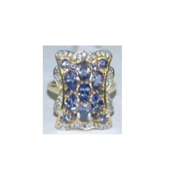 Tanzanite With Iolite White Zircon in 14K Yellow Vermeil Over Sterling Silver Ring