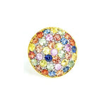 Yellow Gold Plate Multi Sapphire With Diamond Ring 928-BAL