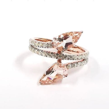 Rose Gold Plate RGP Morganite with White Zircon Ring