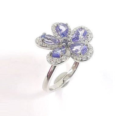 Tanzanite with White Zircon Ring