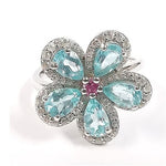 Apatite with Pink Sapphire White Zircon Ring 327-AAB