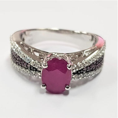 Natural Ruby With Pink Sapphire Ring (1.5CTS 8X6 OV)